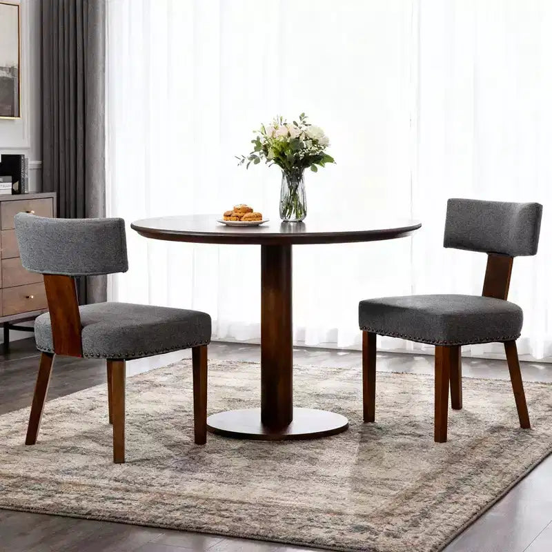 TUYOHW Modern Small Armless Dining Chairs Set of 2,Upholstered Dining Room Chairs with Curved Backrest & Hardwood Frame
