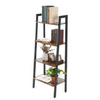 4-Tier Industrial Ladder Shelf, Leaning Bookcase Storage and Display