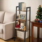 4-Tier Industrial Ladder Shelf, Leaning Bookcase Storage and Display