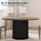 47-Inch Round Dining Table for 4-6, Wave-Shape Metal Base