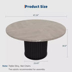 47-Inch Round Dining Table for 4-6, Wave-Shape Metal Base