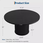47-Inch Round Dining Table for 4-6, Wave-Shape Metal Base