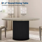 47-Inch Round Dining Table for 4-6, Wave-Shape Metal Base