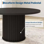 47-Inch Round Dining Table for 4-6, Wave-Shape Metal Base
