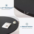 47-Inch Round Dining Table for 4-6, Wave-Shape Metal Base