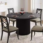 47Inch Round Dining Table for 4 to 6 People,Dining Table with Sturdy Metal Pedestal Base in Wave Shape,Circular Kitchen Table for Dining Room,Kitchen