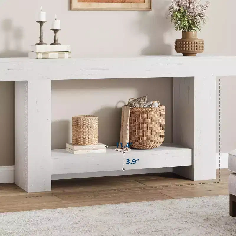 Farmhouse Console Table, Wooden Entryway Table with Storage, Rectangular Narrow Sofa Table Behind The Couch, Entry Table Foyer Hallway Table