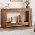 Farmhouse Console Table, Wooden Entryway Table with Storage, Rectangular Narrow Sofa Table Behind The Couch, Entry Table Foyer Hallway Table