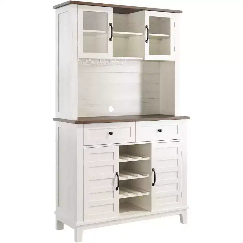 Tall Kitchen Pantry 72in, Large Kitchen Storage Canibet with Hutch and Microwave Stand,2 Drawers, Pantry Cabinet with Shelves for Home, Dining Room