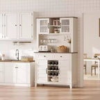 Tall Kitchen Pantry 72in, Large Kitchen Storage Canibet with Hutch and Microwave Stand,2 Drawers, Pantry Cabinet with Shelves for Home, Dining Room