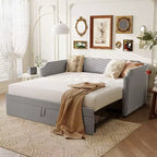 Zeus & Ruta Twin Velvet Upholstered Daybed with Pop Up Trundle & Nailhead Trim