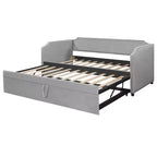 Zeus & Ruta Twin Velvet Upholstered Daybed with Pop Up Trundle & Nailhead Trim