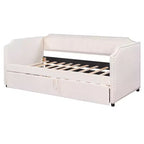 Zeus & Ruta Twin Velvet Upholstered Daybed with Pop Up Trundle & Nailhead Trim