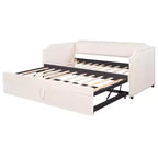 Zeus & Ruta Twin Velvet Upholstered Daybed with Pop Up Trundle & Nailhead Trim