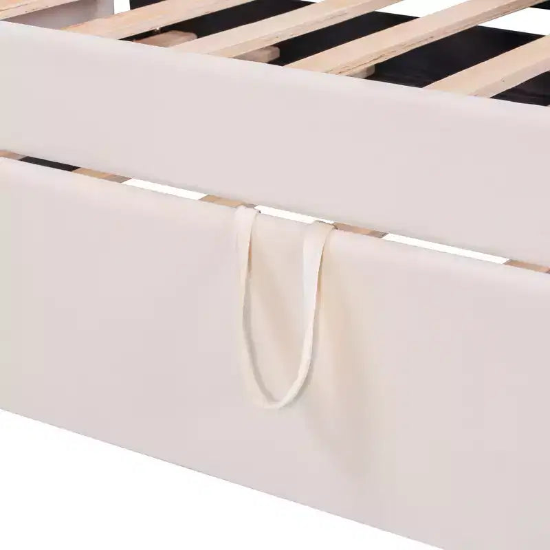 Zeus & Ruta Twin Velvet Upholstered Daybed with Pop Up Trundle & Nailhead Trim