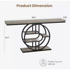 55 Industrial Narrow Table with 5-Tier Storage, Heavy-Duty O-Shaped Metal Frame Console Table for Living Room Space-Saving Long Entrance Table
