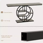 55 Industrial Narrow Table with 5-Tier Storage, Heavy-Duty O-Shaped Metal Frame Console Table for Living Room Space-Saving Long Entrance Table