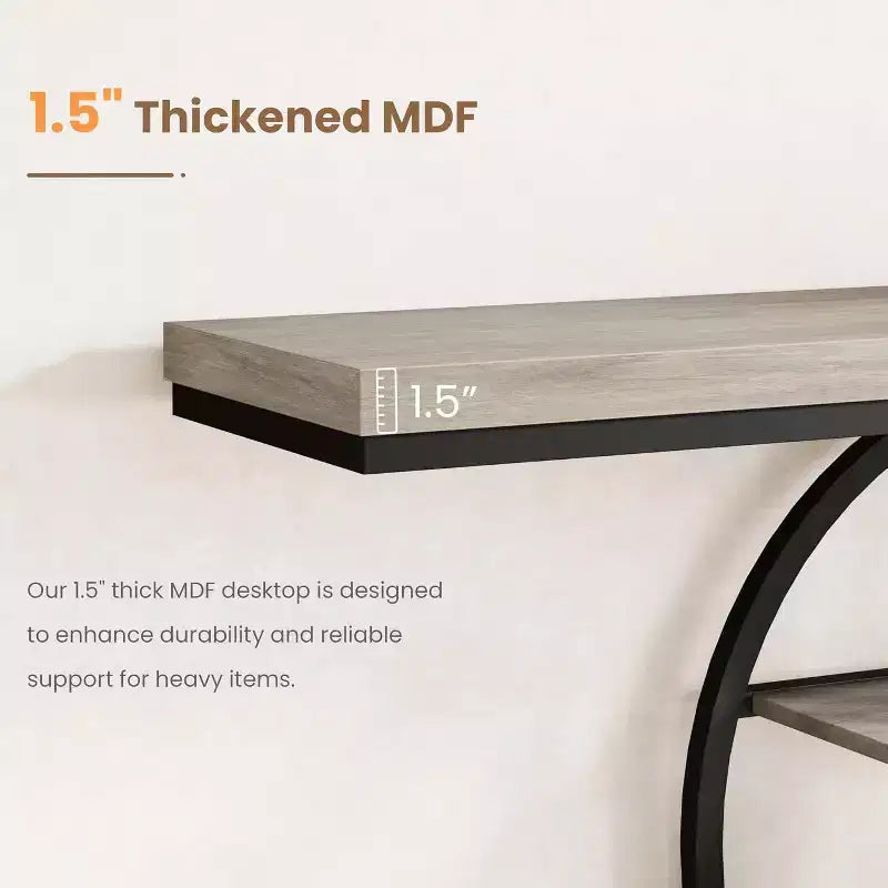 55 Industrial Narrow Table with 5-Tier Storage, Heavy-Duty O-Shaped Metal Frame Console Table for Living Room Space-Saving Long Entrance Table