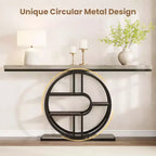 55 Industrial Narrow Table with 5-Tier Storage, Heavy-Duty O-Shaped Metal Frame Console Table for Living Room Space-Saving Long Entrance Table