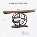 55 Industrial Narrow Table with 5-Tier Storage, Heavy-Duty O-Shaped Metal Frame Console Table for Living Room Space-Saving Long Entrance Table