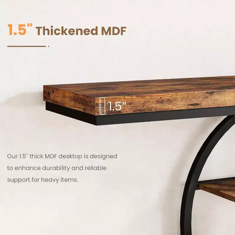 55 Industrial Narrow Table with 5-Tier Storage, Heavy-Duty O-Shaped Metal Frame Console Table for Living Room Space-Saving Long Entrance Table