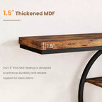 55 Industrial Narrow Table with 5-Tier Storage, Heavy-Duty O-Shaped Metal Frame Console Table for Living Room Space-Saving Long Entrance Table