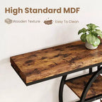 55 Industrial Narrow Table with 5-Tier Storage, Heavy-Duty O-Shaped Metal Frame Console Table for Living Room Space-Saving Long Entrance Table
