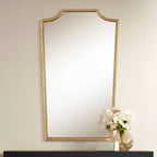 22x36 Warm Gold Wall Mirror, Curved Crown, Traditional Style