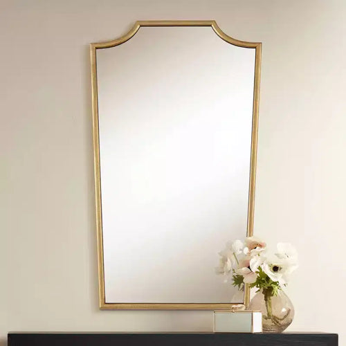 22x36 Warm Gold Wall Mirror, Curved Crown, Traditional Style
