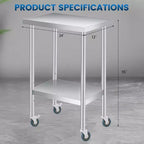 NSF Stainless Steel Double-Layer Prep Table 12x24x35, 660 lb Capacity