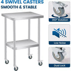 NSF Stainless Steel Double-Layer Prep Table 12x24x35, 660 lb Capacity