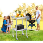 NSF Stainless Steel Double-Layer Prep Table 12x24x35, 660 lb Capacity