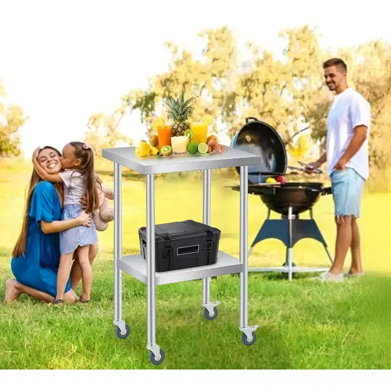 NSF Stainless Steel Double-Layer Prep Table 12x24x35, 660 lb Capacity