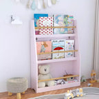 3-Tier Kids Front-Facing Bookshelf and Book Rack, Pink, Ages 3+