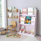 3-Tier Kids Front-Facing Bookshelf and Book Rack, Pink, Ages 3+