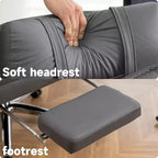High Back PU Leather Ergonomic Office Chair, 155° Reclining, Hidden Footrest