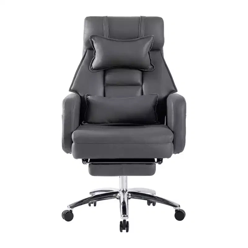 High Back PU Leather Ergonomic Office Chair, 155° Reclining, Hidden Footrest