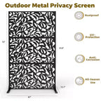 3-Panel Metal Outdoor Privacy Screen, Decorative Fence & Plant Support