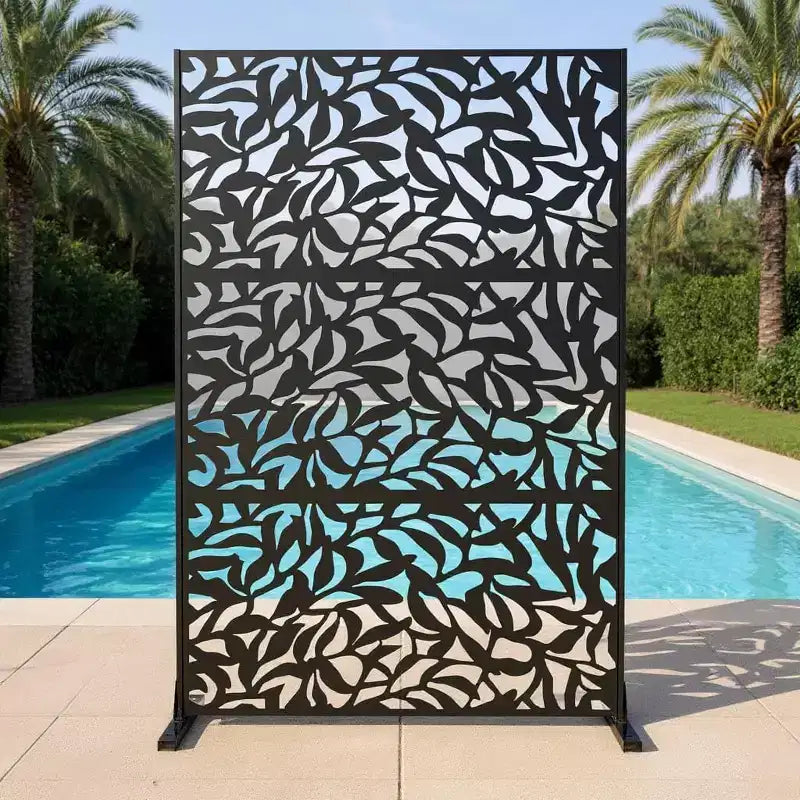 3-Panel Metal Outdoor Privacy Screen, Decorative Fence & Plant Support