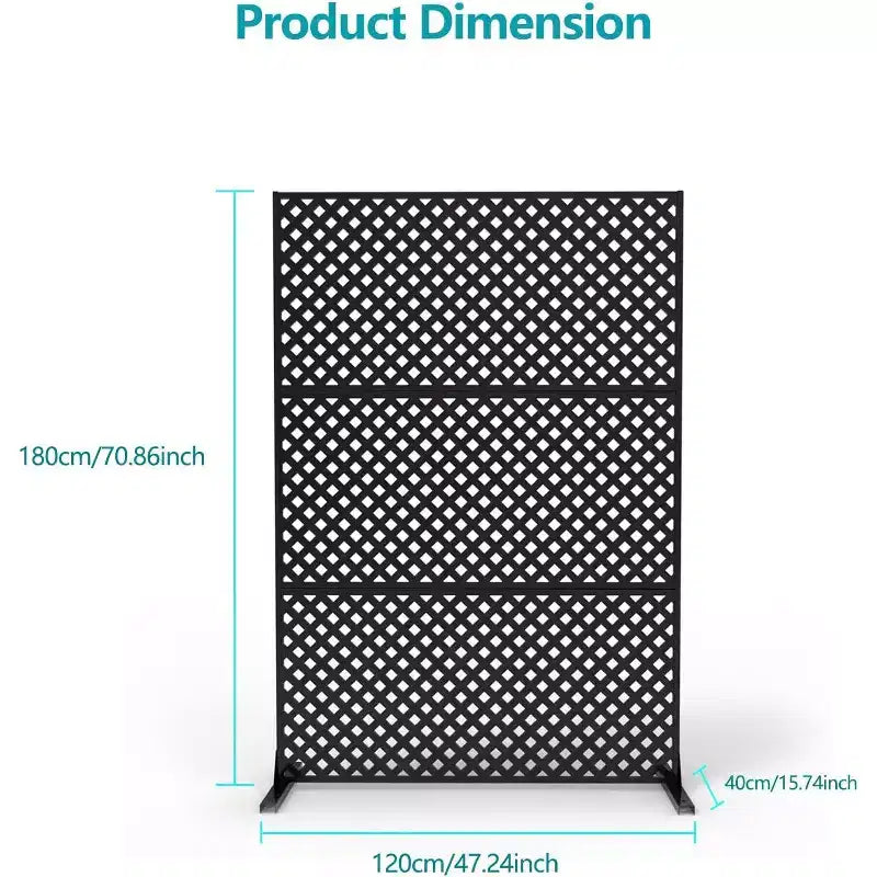 3-Panel Metal Outdoor Privacy Screen, Decorative Fence & Plant Support