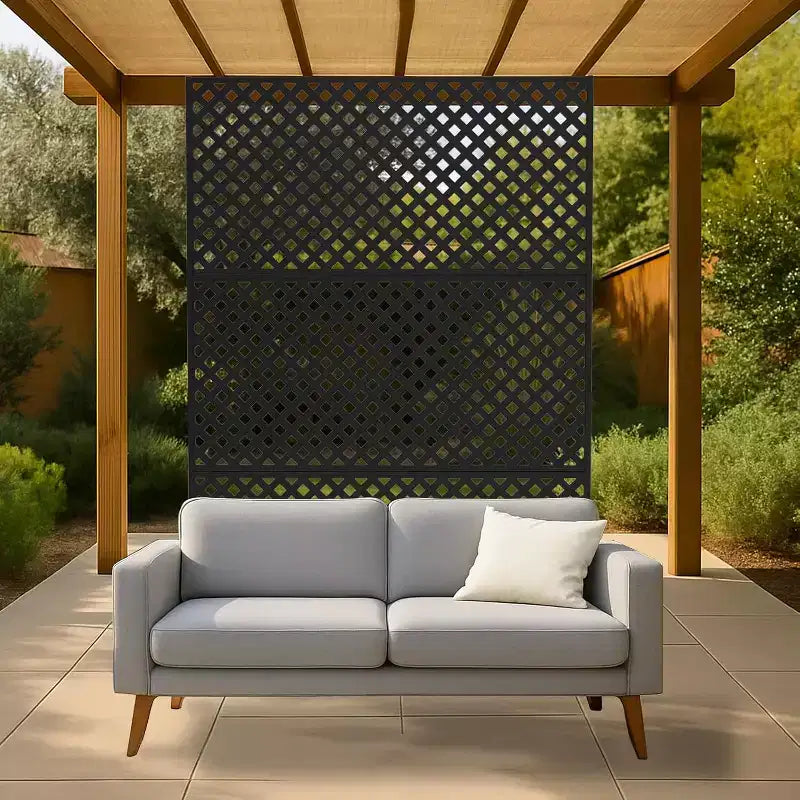 3-Panel Metal Outdoor Privacy Screen, Decorative Fence & Plant Support