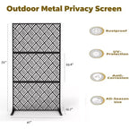 3-Panel Metal Outdoor Privacy Screen, Decorative Fence & Plant Support