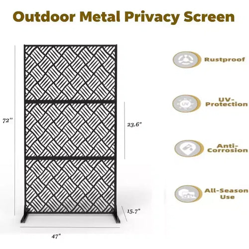 3-Panel Metal Outdoor Privacy Screen, Decorative Fence & Plant Support