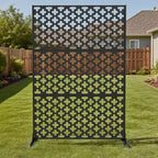 3-Panel Metal Outdoor Privacy Screen, Decorative Fence & Plant Support