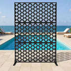 3-Panel Metal Outdoor Privacy Screen, Decorative Fence & Plant Support