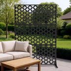 3-Panel Metal Outdoor Privacy Screen, Decorative Fence & Plant Support