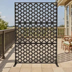3-Panel Metal Outdoor Privacy Screen, Decorative Fence & Plant Support