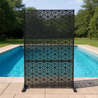 3-Panel Metal Outdoor Privacy Screen, Decorative Fence & Plant Support