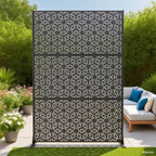 3-Panel Metal Outdoor Privacy Screen, Decorative Fence & Plant Support