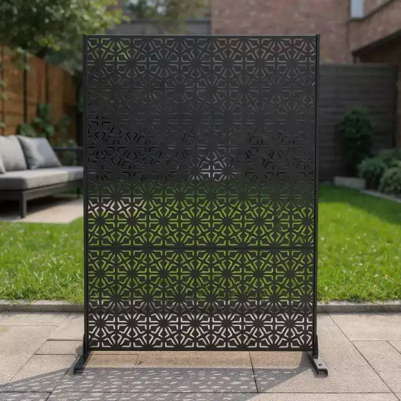 3-Panel Metal Outdoor Privacy Screen, Decorative Fence & Plant Support